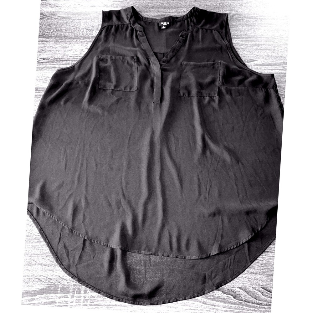 Torrid Harper Blouse Black Sleeveless Georgette Pullover Professional Plus  3